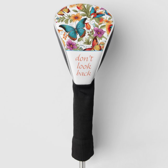 Farbenfrohe Butterfly-Blume-Muster Golf Headcover (Vorderseite)