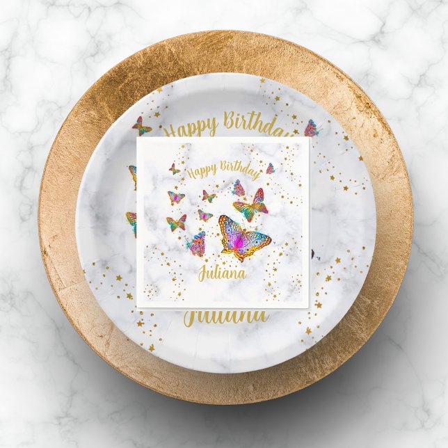 Farbenfrohe Butterfly Geburtstagsparty Serviette (Colorful Bright Butterfly Birthday Party Napkin)