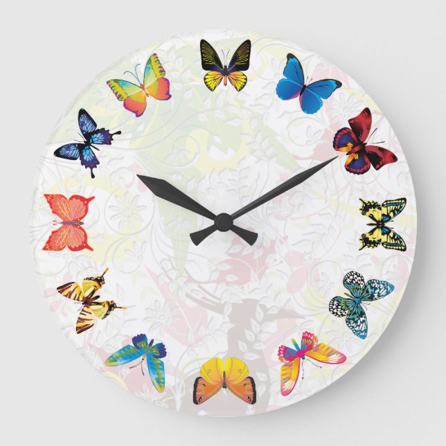 Farbenfrohe Butterfly Kids Room Uhr (Vorderseite)