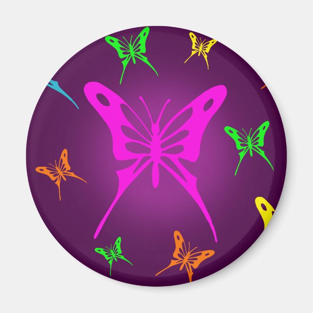 Farbenfrohe Butterfly Magnet (Vorne)