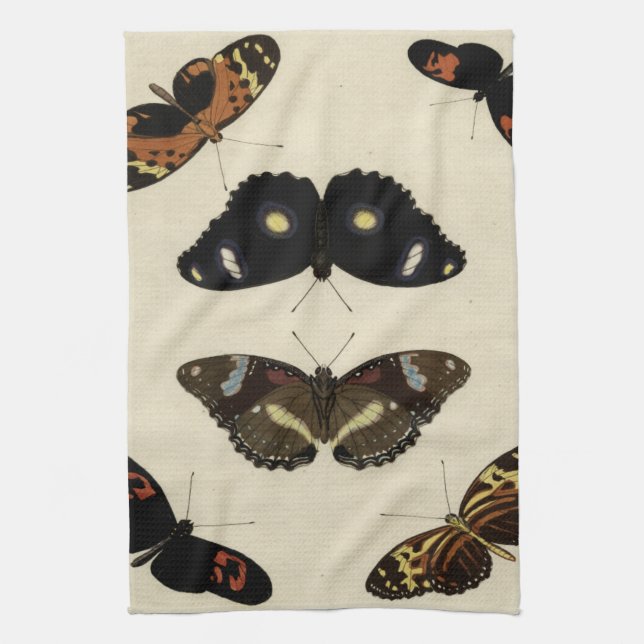 Farbenfrohe Butterfly-Medley auf Creme Background Handtuch (Vertikal)