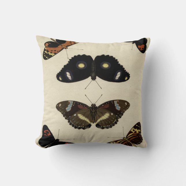 Farbenfrohe Butterfly-Medley auf Creme Background Kissen (Vorderseite)