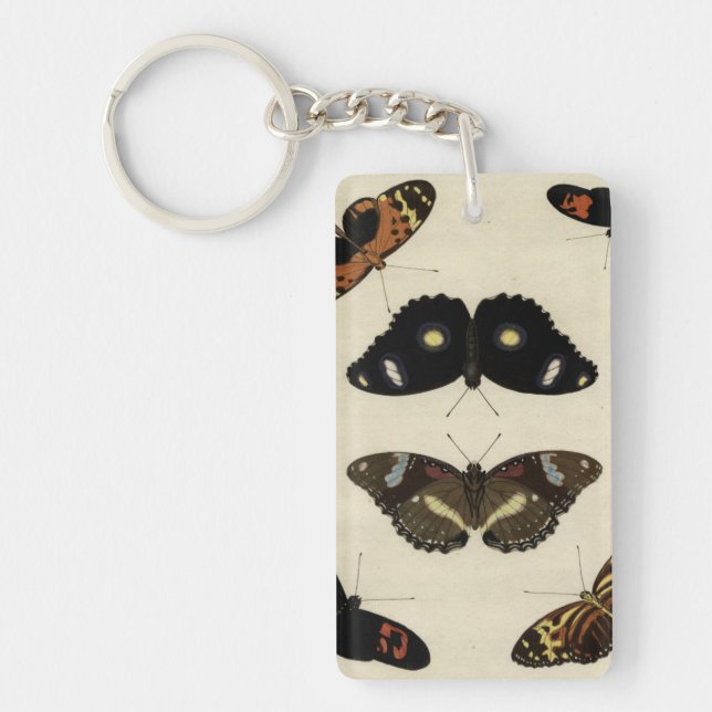 Farbenfrohe Butterfly-Medley auf Creme Background Schlüsselanhänger (Vorderseite)