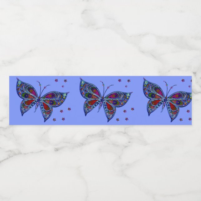 Farbenfrohe Butterfly-Mosaik (Einzelnes Label)