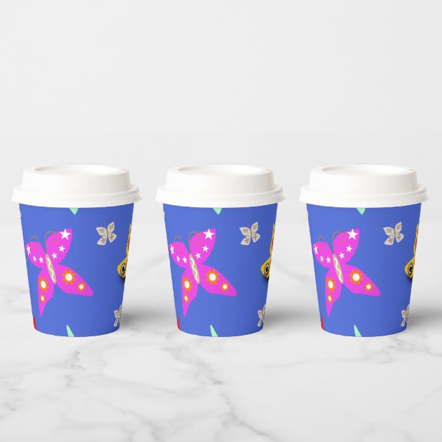Farbenfrohe Butterfly Pappbecher (Multi)