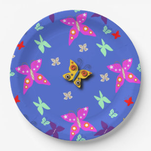 Farbenfrohe Butterfly Pappteller