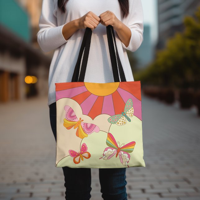 Farbenfrohe Butterfly Retro Sun Groovy Treny Tasche (Von Creator hochgeladen)