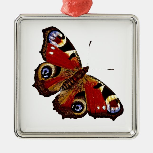 Farbenfrohe Butterfly Silbernes Ornament (Vorne)