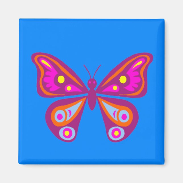 Farbenfrohe Butterfly Square Magnet (Vorne)