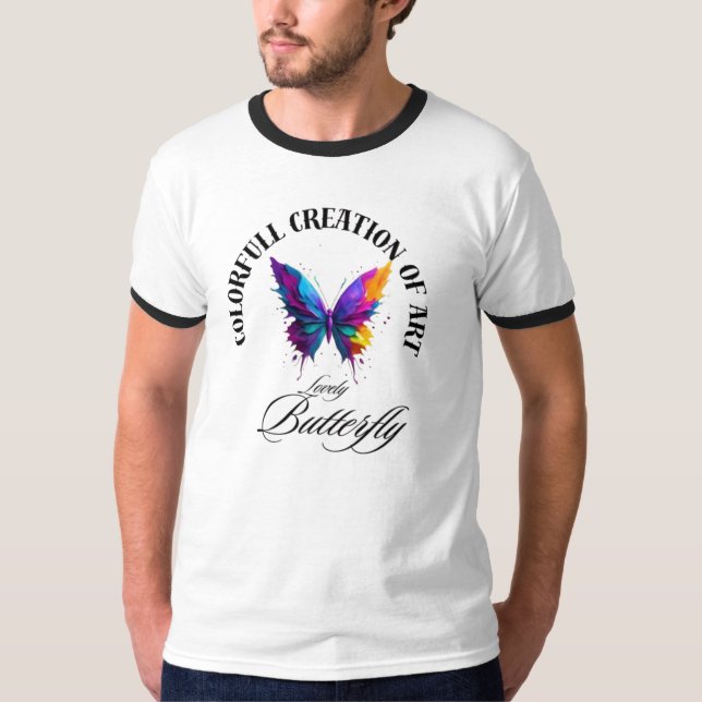 Farbenfrohe Butterfly T-Shirt (Vorderseite)