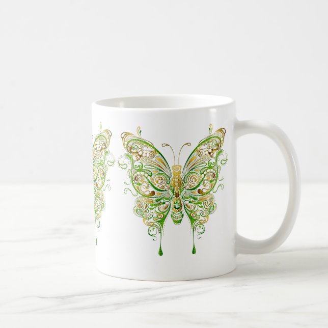 Farbenfrohe Butterfly Tattoo Style Kaffeetasse (Rechts)