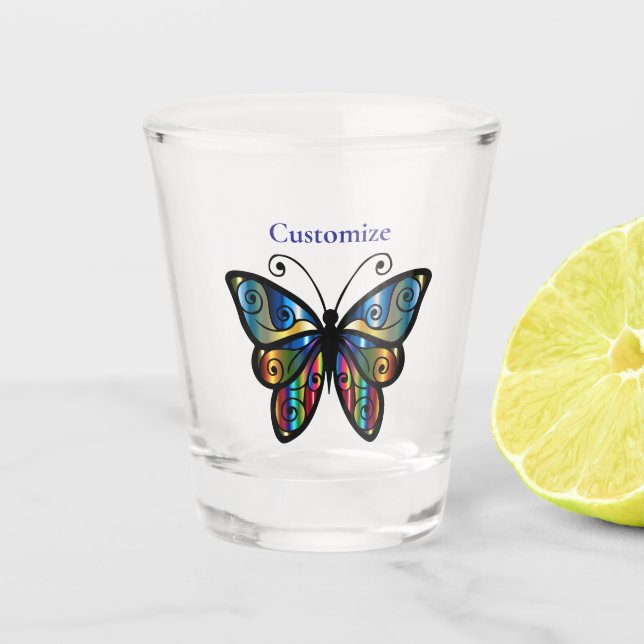 Farbenfrohe Butterfly Thunder_Cove Schnapsglas (Vorderseite)