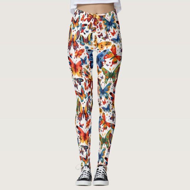 Farbenfrohe Butterfly zeichnend Leggings (Vorderseite)