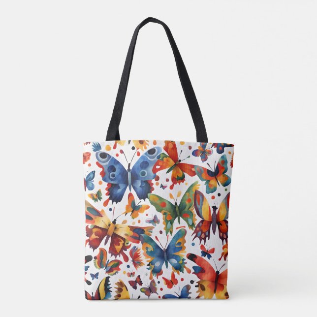 Farbenfrohe Butterfly zeichnend Tasche (Rückseite)