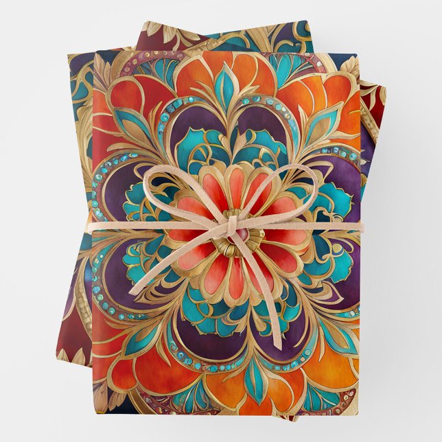 Farbenfrohe byzantinische Kunstschmiedetafeln Geschenkpapier Set (Von Creator hochgeladen)