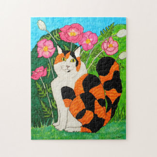 Farbenfrohe Calico Katze Pink Orientalische Poppie