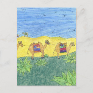 farbenfrohe Camels Postkarte