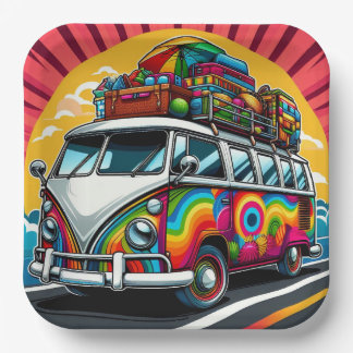 Farbenfrohe Camping Teller! Pappteller