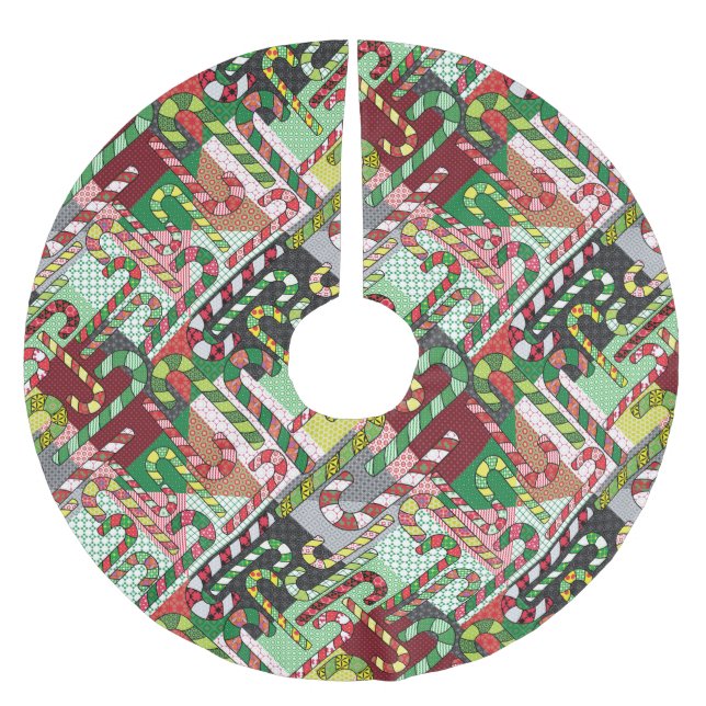 Farbenfrohe Candy Canes Polyester Weihnachtsbaumdecke (Vorderseite)