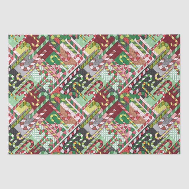 Farbenfrohe Candy Canes Seidenpapier (Vorderseite)