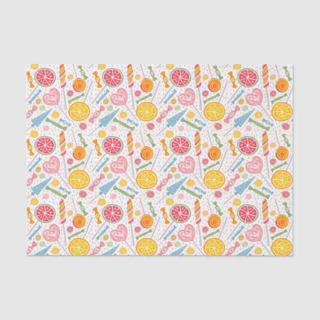 Farbenfrohe Candy Explosion Lollipop Orange Rosa Seidenpapier (Vorderseite)