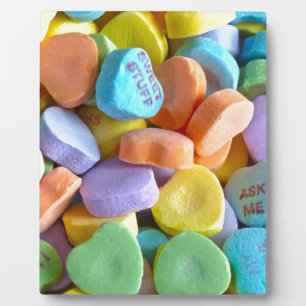 Farbenfrohe Candy Hearts Fotoplatte