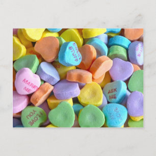 Farbenfrohe Candy Hearts Postkarte