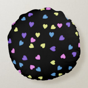 Farbenfrohe Candy Hearts Rundes Kissen