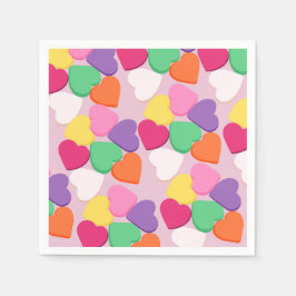 Farbenfrohe Candy Hearts Serviette