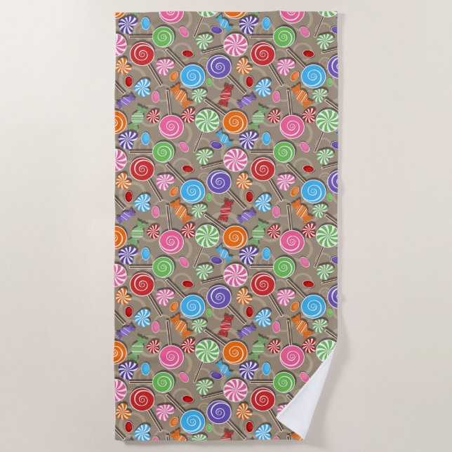 Farbenfrohe Candy & Lollipops Strandtuch (Vorderseite)