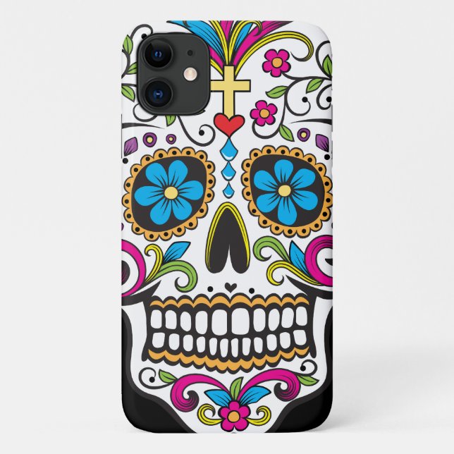 Farbenfrohe Candy Skull Case-Mate iPhone Case (Rückseite)