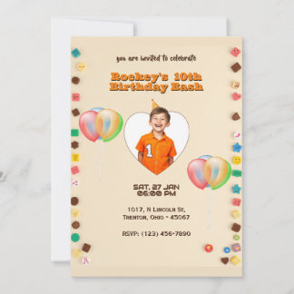 Farbenfrohe Candy-Themed Pearl Hintergrund Geburts Einladung