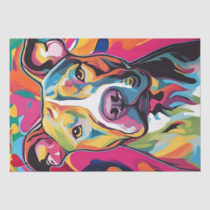Farbenfrohe Canine Chaos: Ein Pop Art Pitbull Seidenpapier