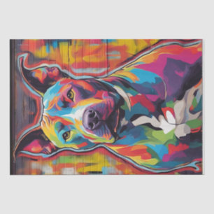 Farbenfrohe Canine Chaos: Ein Pop Art Pitbull Seidenpapier