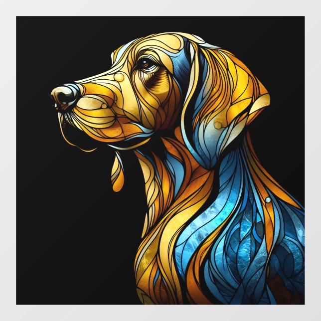Farbenfrohe Canine - Hartglas von AI Fensteraufkleber (Blatt)