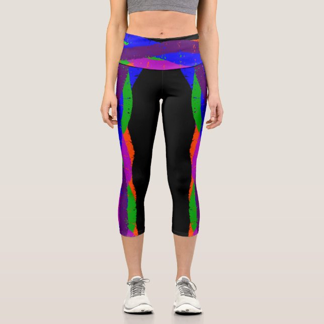 Farbenfrohe Capri Croppe 06 Yoga Pants Leggings (Vorderseite)