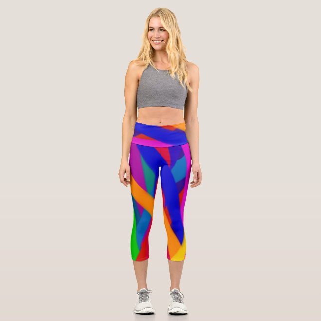 Farbenfrohe Capri Yoga Pants Leggings (Vorderseite)