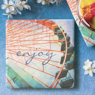 Farbenfrohe Carnival Ferris Wheel Foto Skript geni Steinuntersetzer