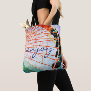 Farbenfrohe Carnival Ferris Wheel Foto Skript geni Tasche