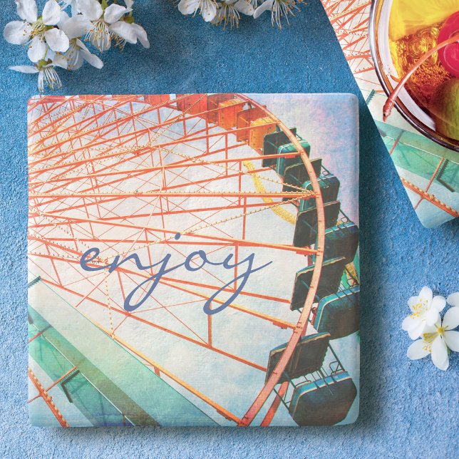 Farbenfrohe Carnival Ferris Wheel genießen Skripta Steinuntersetzer (Von Creator hochgeladen)