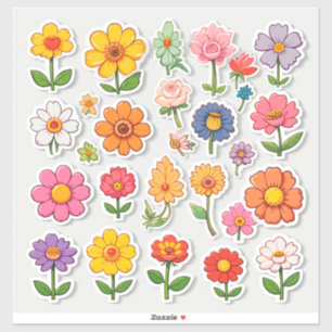 Farbenfrohe Cartoon-Blumenaufkleber Aufkleber