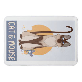 Farbenfrohe Cartoon Cat and Mouse Badematte