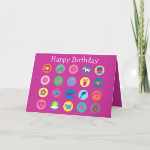 Farbenfrohe Cartoon Icons Niedlich Stuff Pink Gebu Karte