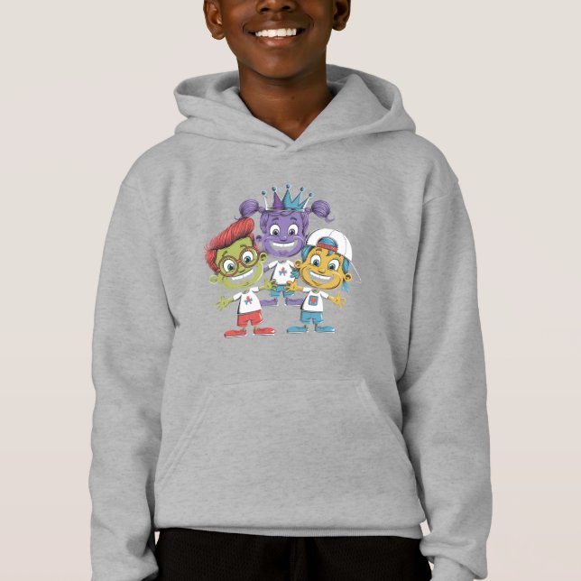 Farbenfrohe Cartoon Kinder mit spielerischen Ausdr Hoodie (Vorderseite)