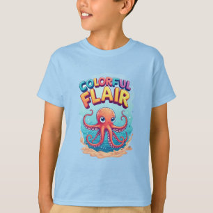 Farbenfrohe Cartoon-Oktopus-Unterwasserszene T-Shirt
