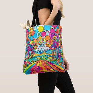 Farbenfrohe Cartoon Park Szene Tasche