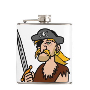 Farbenfrohe Cartoon Pirate mit Schwert Flachmann