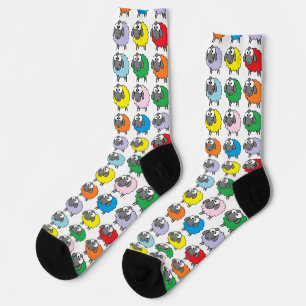 Farbenfrohe Cartoon Regenbogenschaf Socken