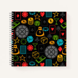 Farbenfrohe Casino Icons Notebook Notizbuch