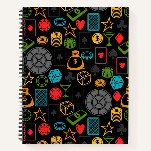 Farbenfrohe Casino Icons Notebook Notizbuch (Vorderseite)